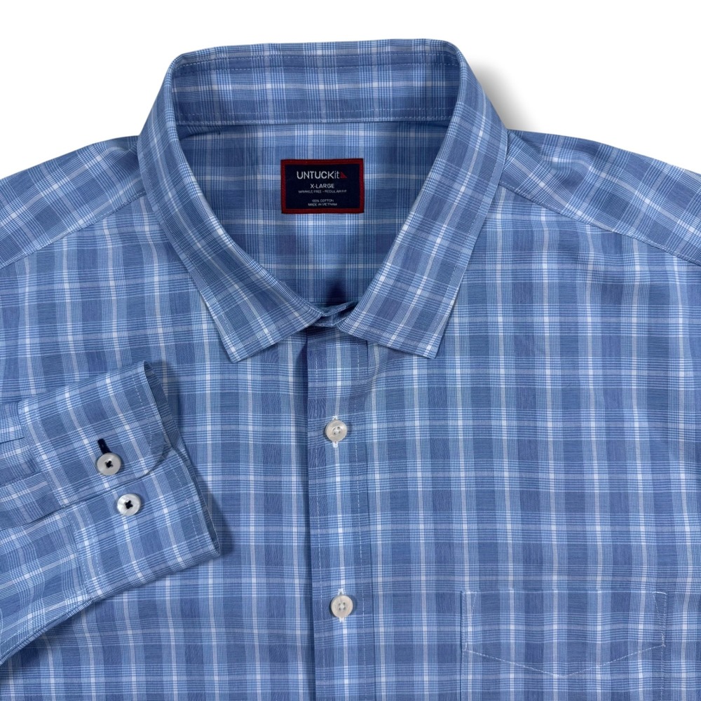 UNTUCKit Button Down Mens XL Blue Plaid Brooks-WF Regular Fit 41747